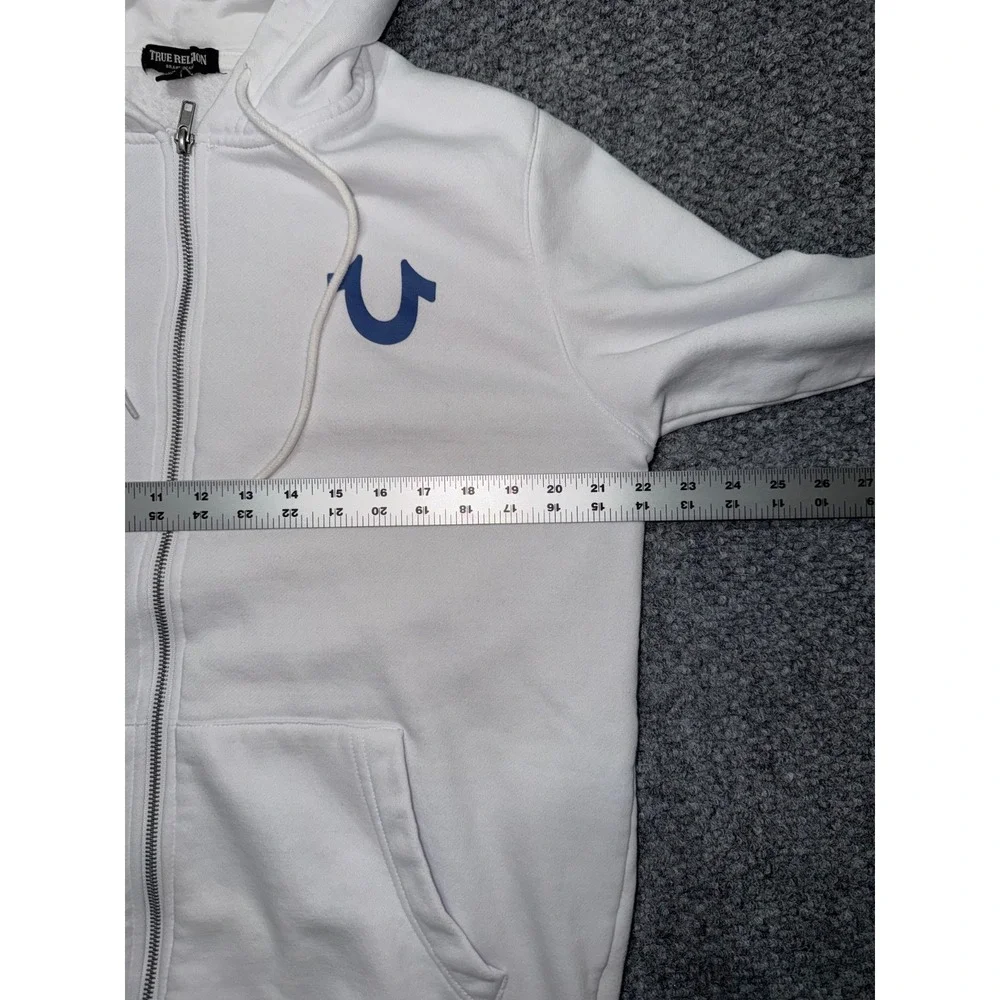 True Religion Buddha Logo World Tour Zip-Up Hoodie white‎ large Y2K
